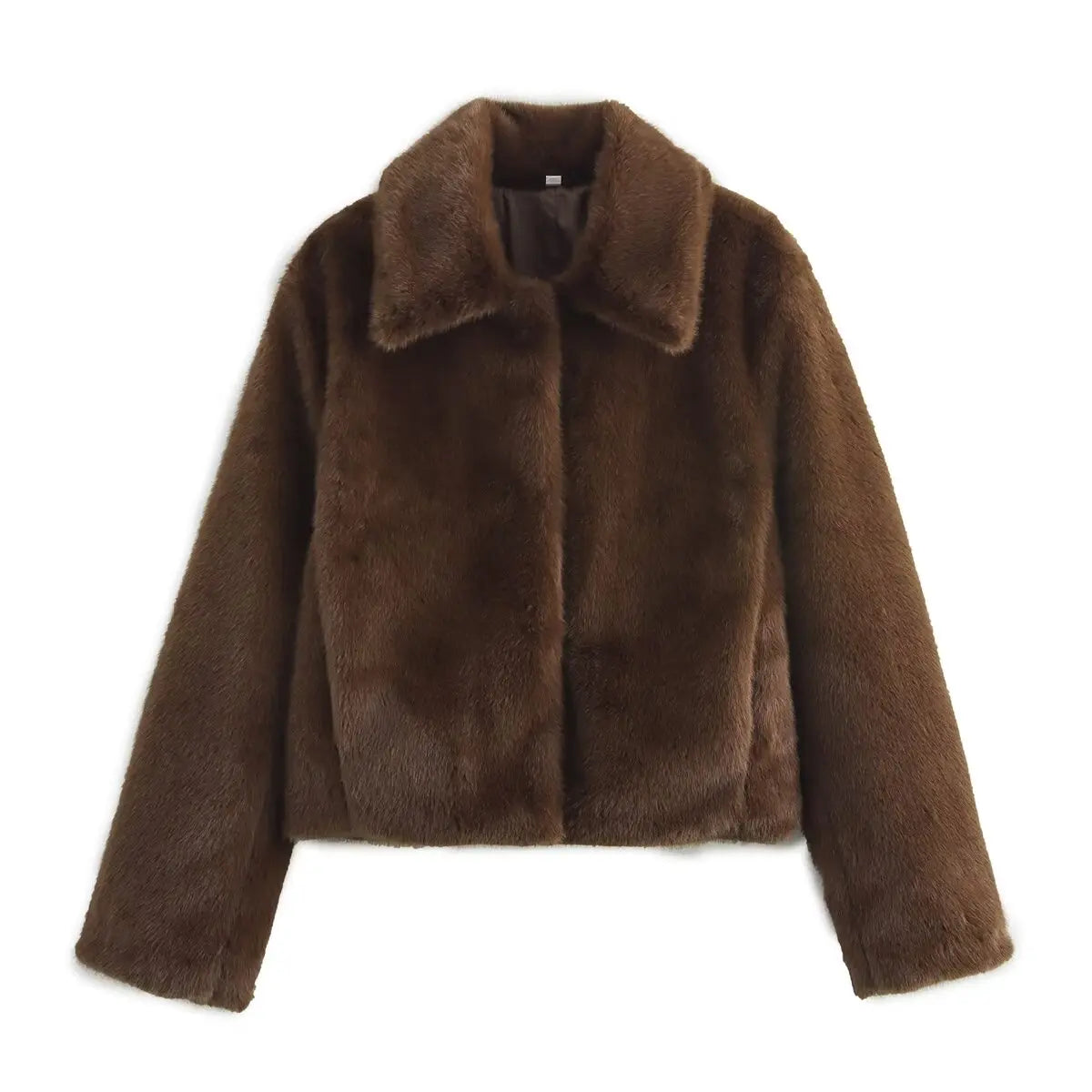 European and American style new fashion simple versatile lapel zipper imitation fur foreign style jacket