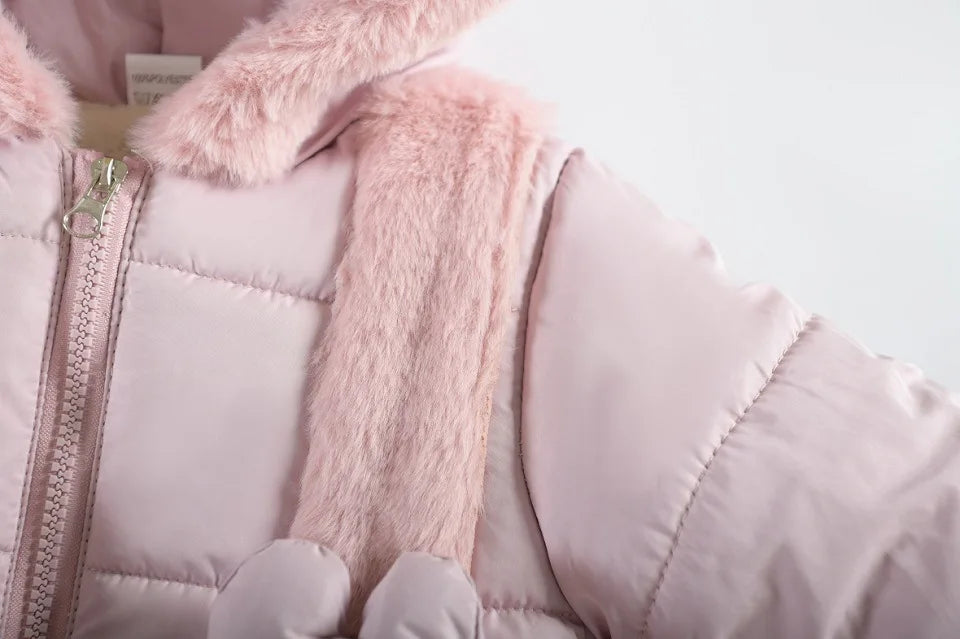 Manteau d'hiver épais doublé de fourrure pour fille de 1 à 4 ans