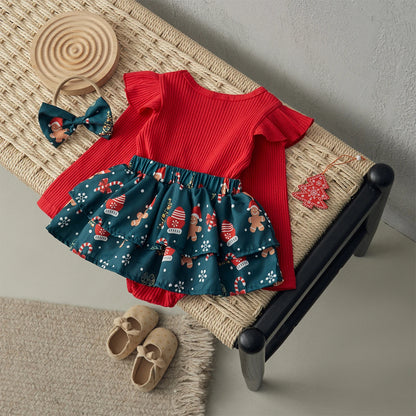 Robe de Noël avec bandeau à nœud pour bébés fille de 0 à 18 mois