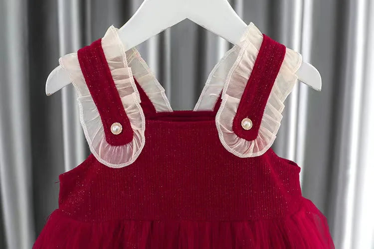 Robe deux pièces pour bébé fille avec de jolis nœuds