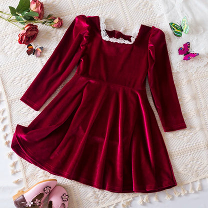 Robe de princesse de Noël en maille à paillettes pour fille de 3 à 8 ans