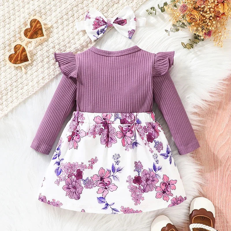 Robe à motifs fleuris pour bébé fille de 3 mois à 3 ans