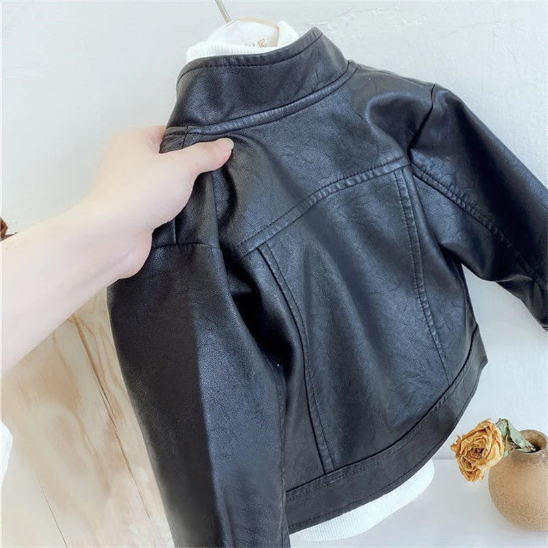 Veste en cuir PU pour garçons de 2 à 8 ans