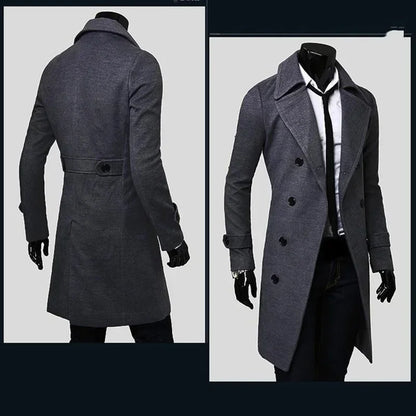 Manteau long slim fit en laine mélangée pour homme