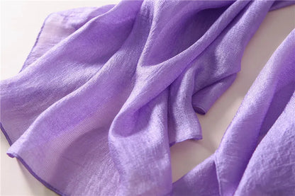 Foulard uni en soie et lin pour femme