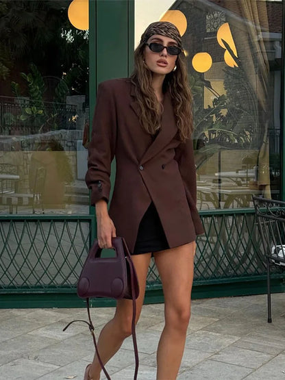 Blazer femme marron - Style élégant"