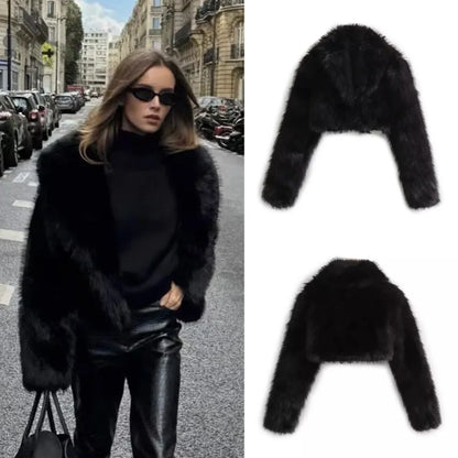 Women's luxurious faux fur coat