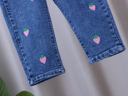 Jeans taille élastique pour enfants pour filles de 1 à 5 ans