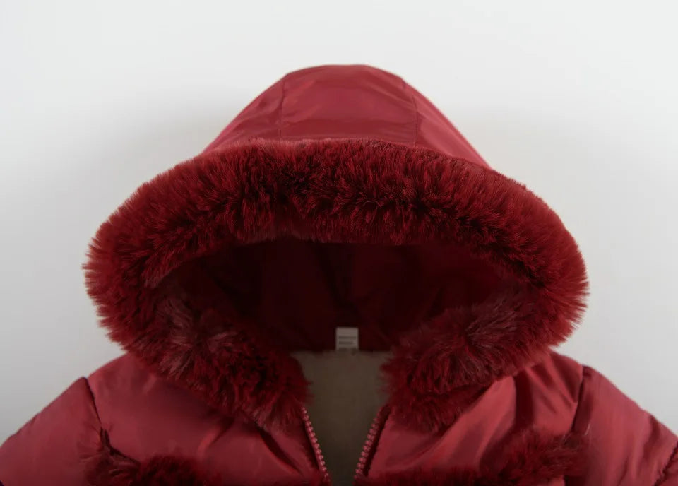 Manteau d'hiver épais doublé de fourrure pour fille de 1 à 4 ans