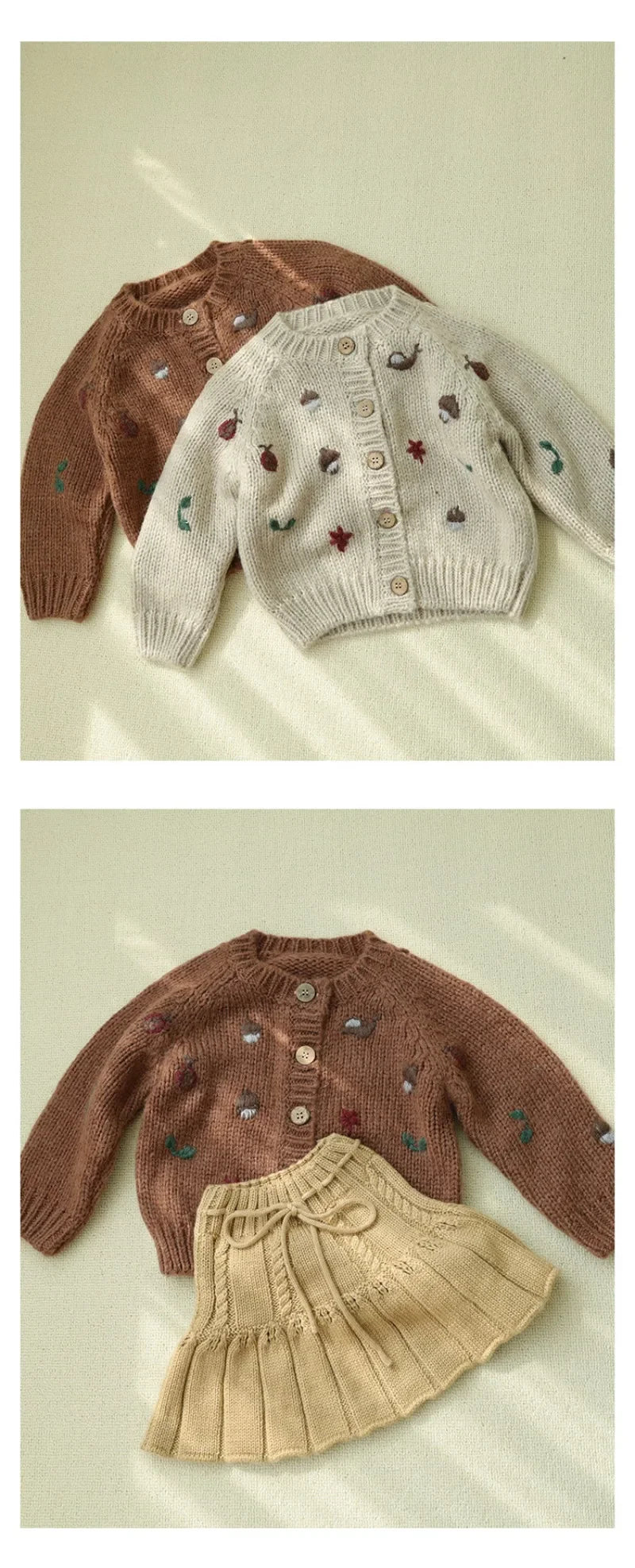 Pull cardigan en laine pour filles de 1 à 8 ans