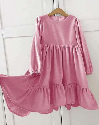 Robe en velours à volants pour filles 7-12 ans