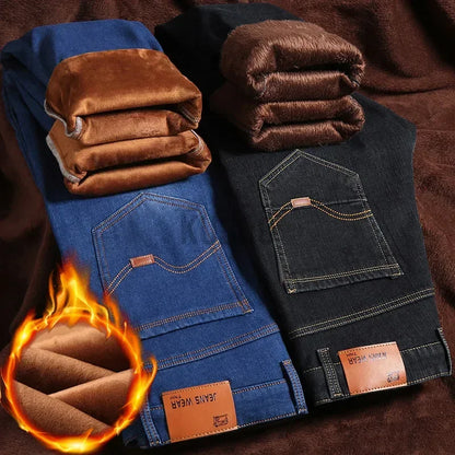 Jean en denim épais en polaire chaude pour homme