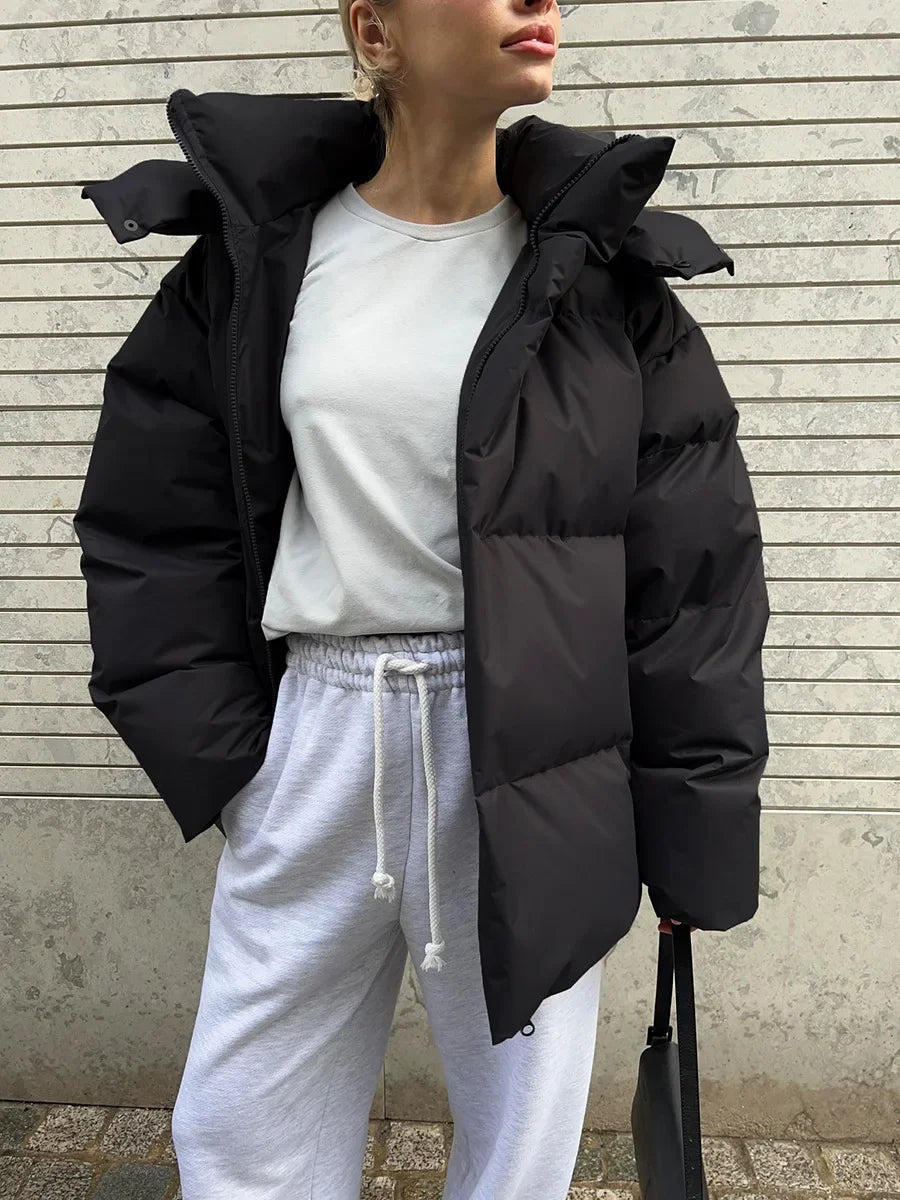 Women's Down Jacket Warmth Fashionable Loose Comfortable Solid Cotton Jacket 2024 New Autumn Winter Casual Simple Daily Overwear