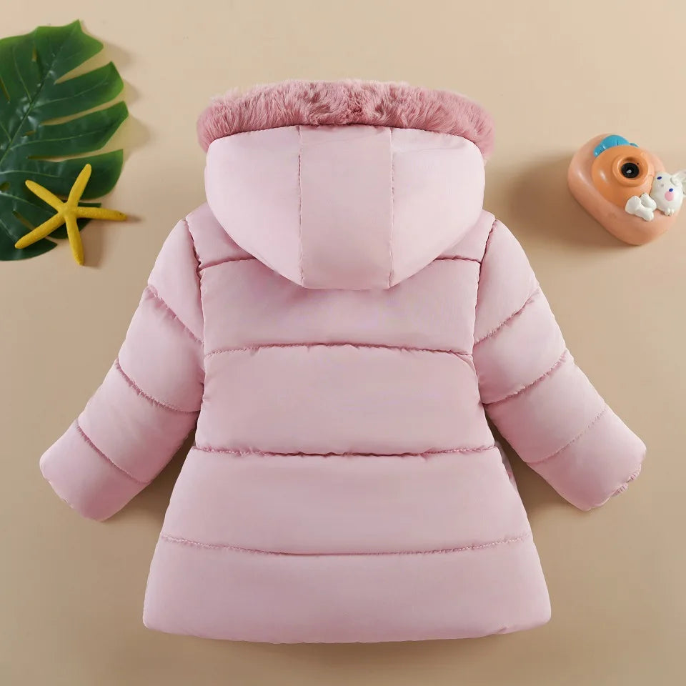 Manteau d'hiver épais doublé de fourrure pour fille de 1 à 4 ans