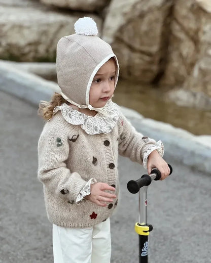 Pull cardigan en laine pour filles de 1 à 8 ans