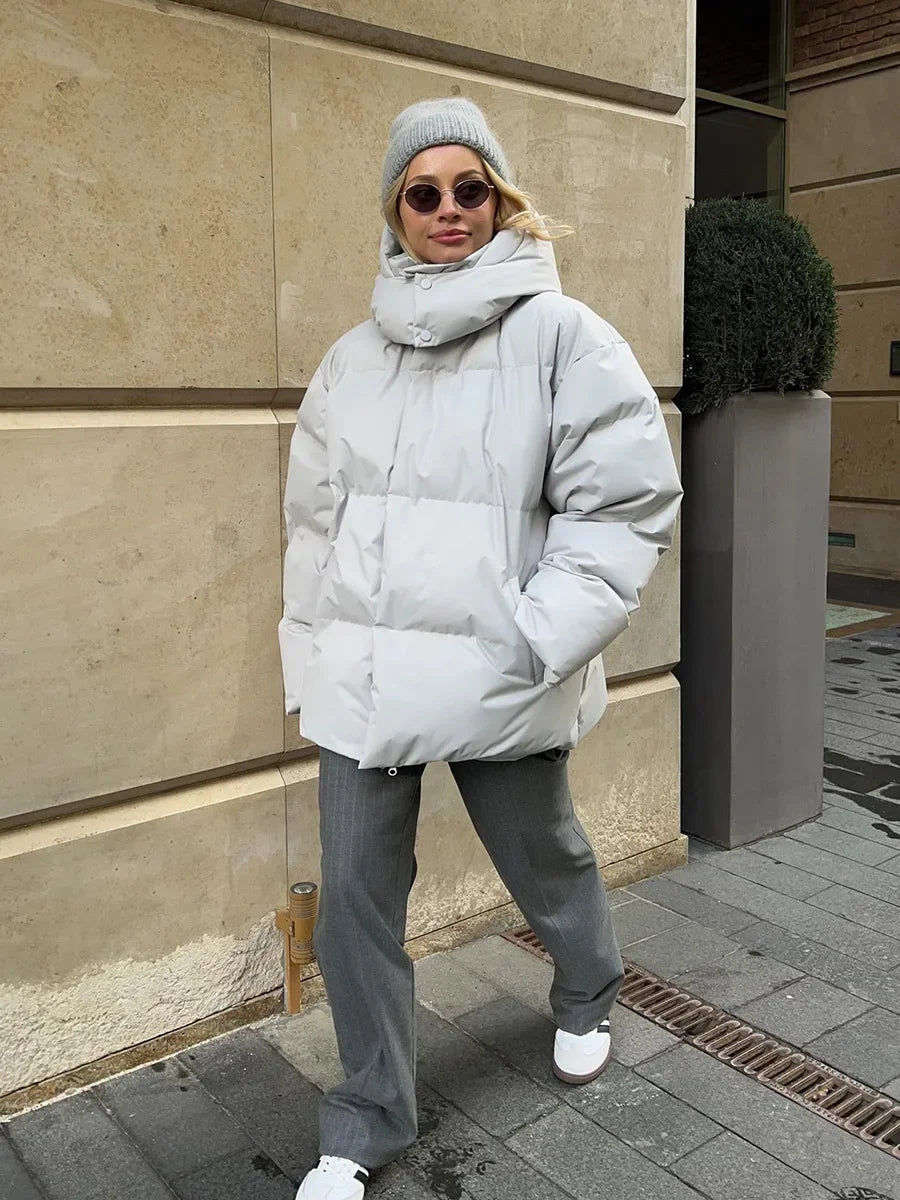 Women's Down Jacket Warmth Fashionable Loose Comfortable Solid Cotton Jacket 2024 New Autumn Winter Casual Simple Daily Overwear