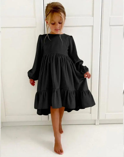 Robe en velours à volants pour filles 7-12 ans