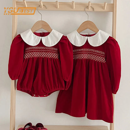 Red dress for baby girls from 3 months to 6 years