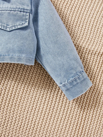 Veste en jean + robe deux pièces fleurie pour fille