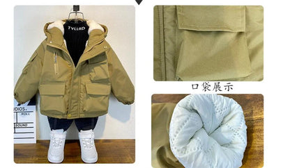 Manteau d'hiver à capuche en coton épais pour garçon