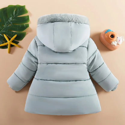 Manteau d'hiver épais doublé de fourrure pour fille de 1 à 4 ans