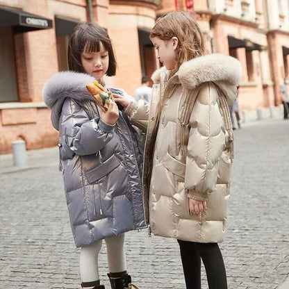 Warm and thick down jacket for girls from 4 to 12 years old