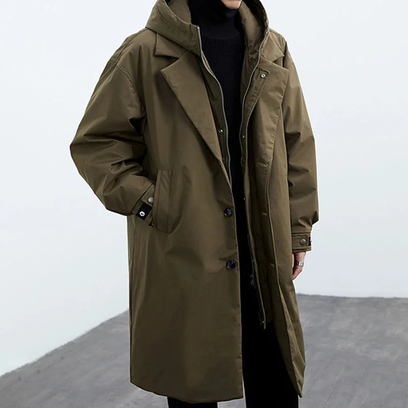 Men's Loose Windbreaker Long Coat