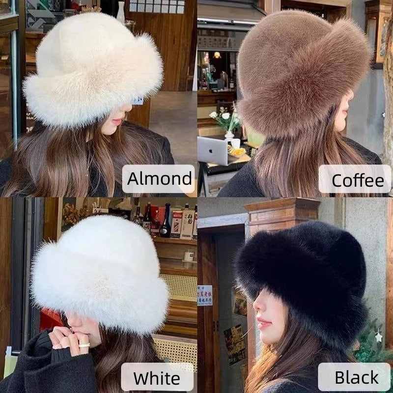 Chapeau en fourrure sans bords en velours doux pour femme