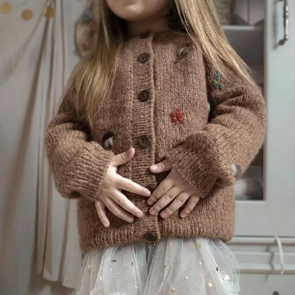 Pull cardigan en laine pour filles de 1 à 8 ans