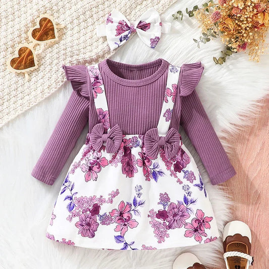 Robe à motifs fleuris pour bébé fille de 3 mois à 3 ans