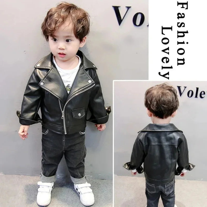 Children's leather jackets for 2-7 years old spring and autumn