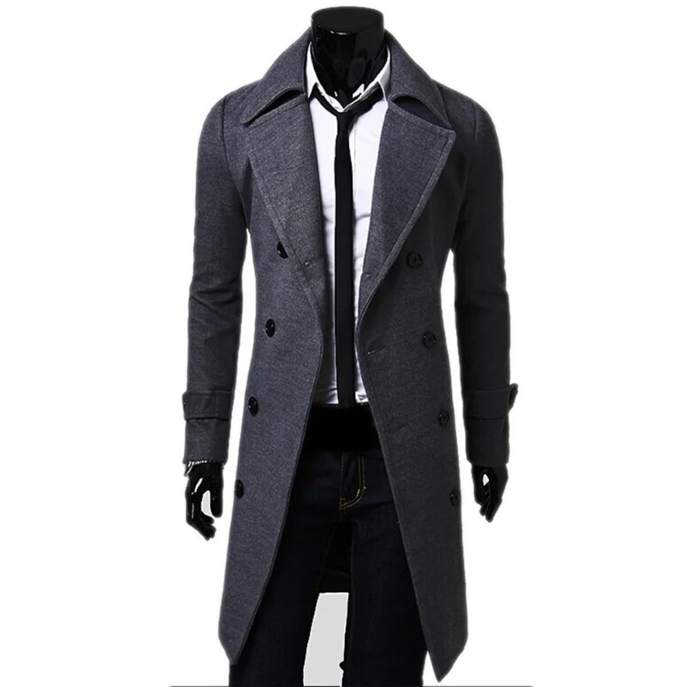 Manteau long slim fit en laine mélangée pour homme