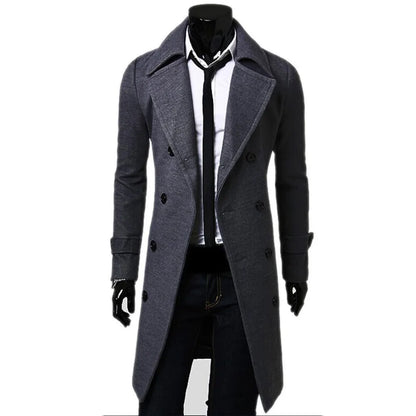 Manteau long slim fit en laine mélangée pour homme