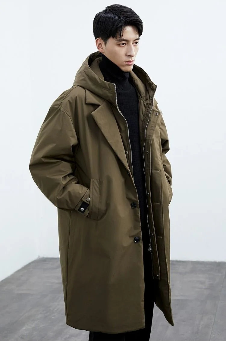 Men's Loose Windbreaker Long Coat