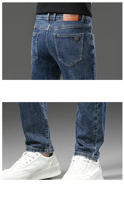 Jeans chauds pour homme en tissu de velours épais coupe ajustée