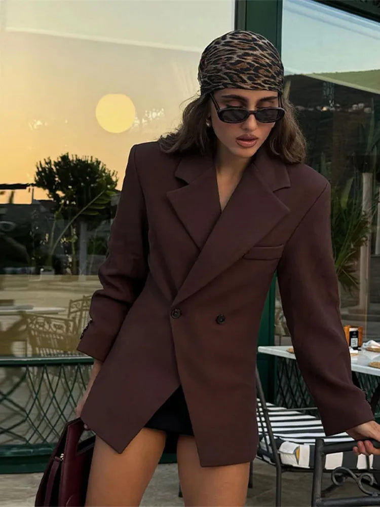 Blazer femme marron - Style élégant"