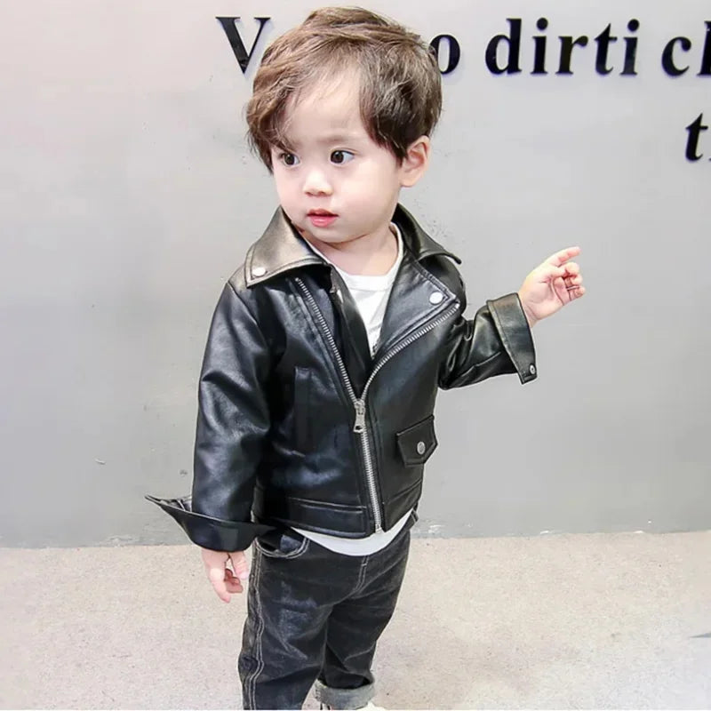 Children's leather jackets for 2-7 years old spring and autumn