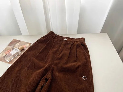 Women's Classic High Waist Corduroy Pants Spring and Autumn 