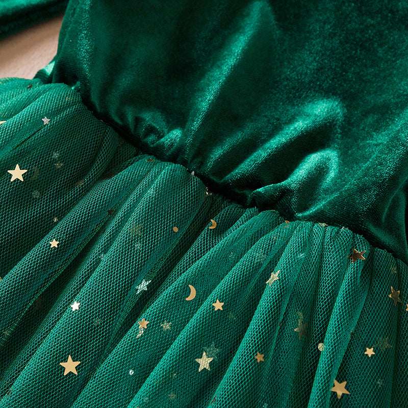 Robe de princesse de Noël en maille à paillettes pour fille de 3 à 8 ans