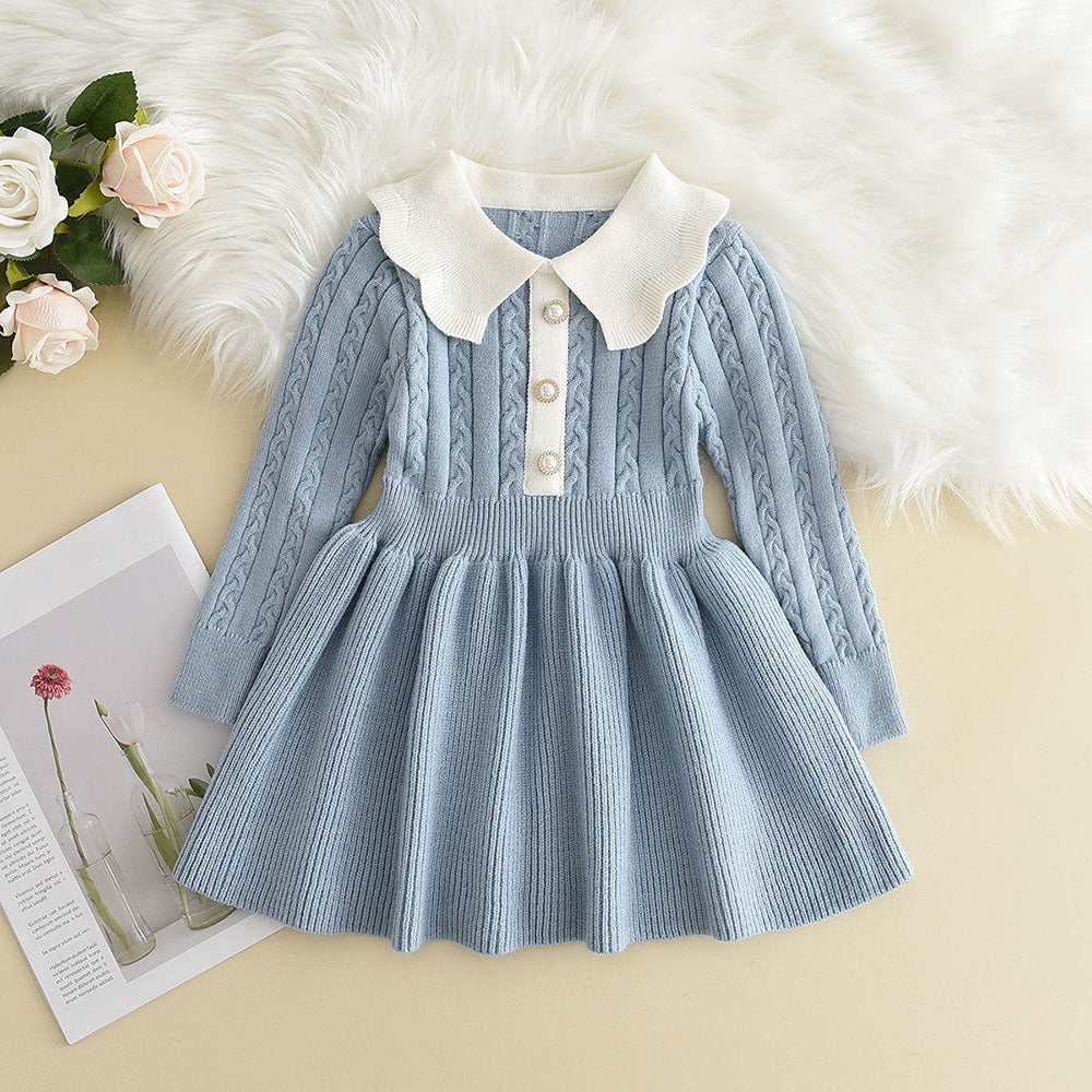 Robe tricotée d'hiver pour filles de 3 à 7 ans