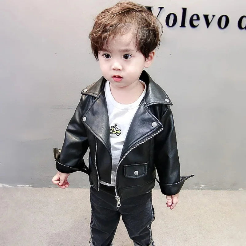 Children's leather jackets for 2-7 years old spring and autumn