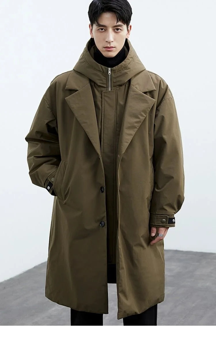 Men's Loose Windbreaker Long Coat