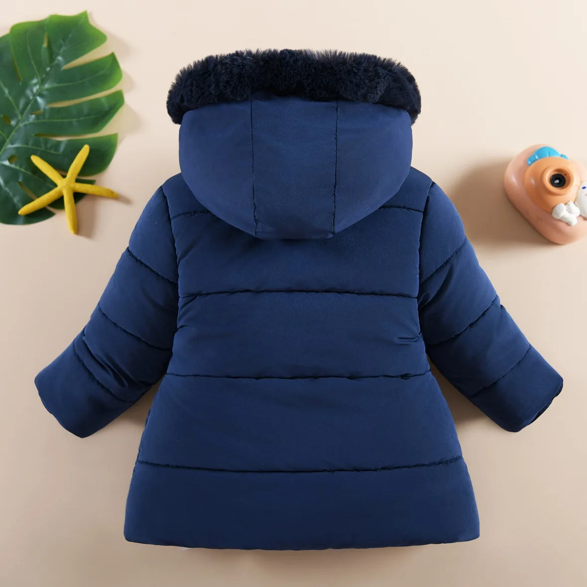 Manteau d'hiver épais doublé de fourrure pour fille de 1 à 4 ans