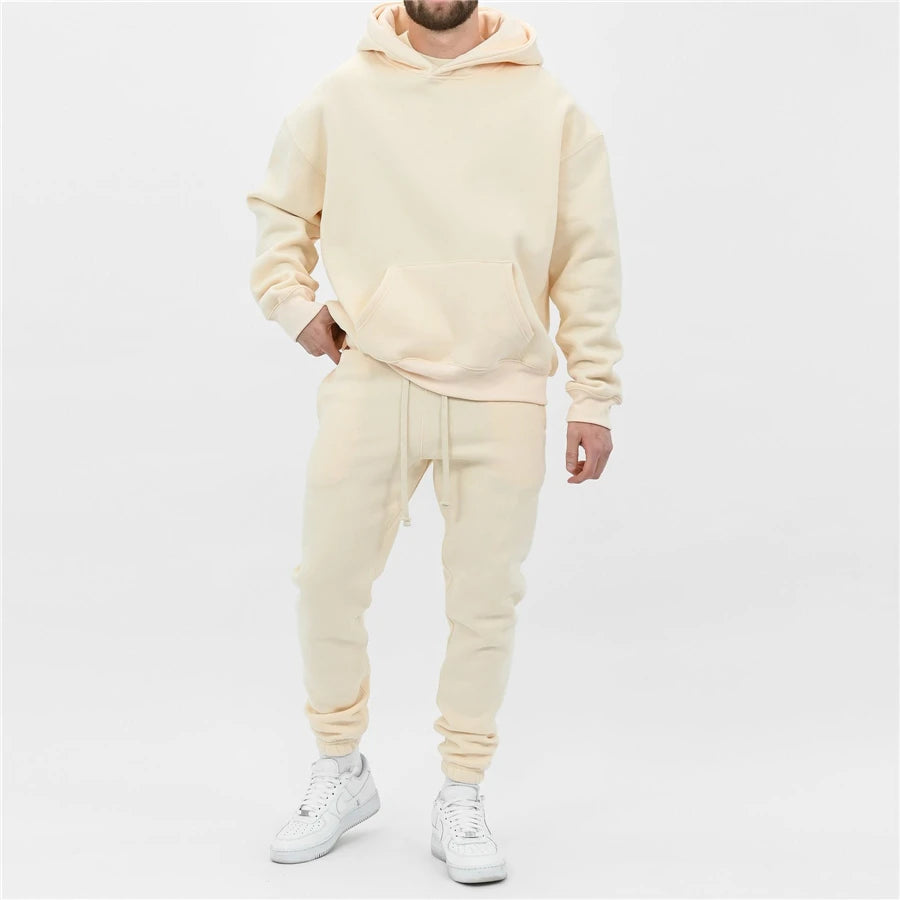 Sweat à capuche + pantalon de sport en coton pour homme