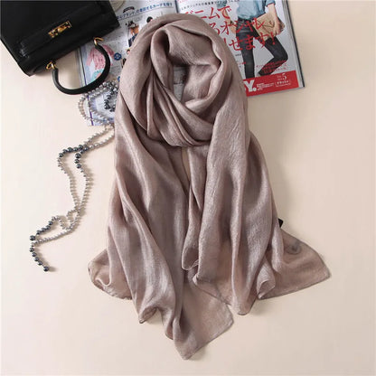 Foulard uni en soie et lin pour femme