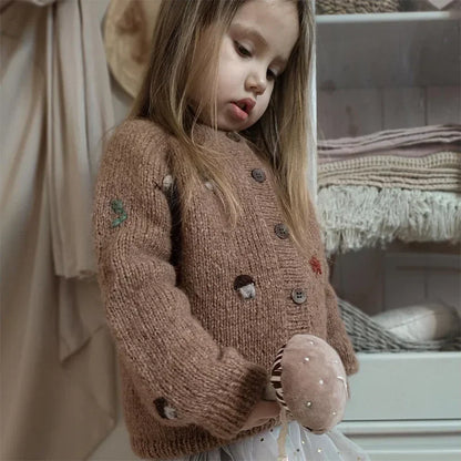 Pull cardigan en laine pour filles de 1 à 8 ans