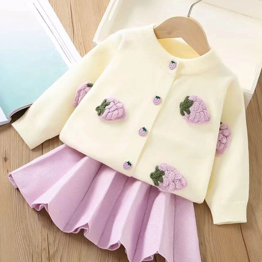 Ensemble deux pièces pull + jupe pour enfant fille