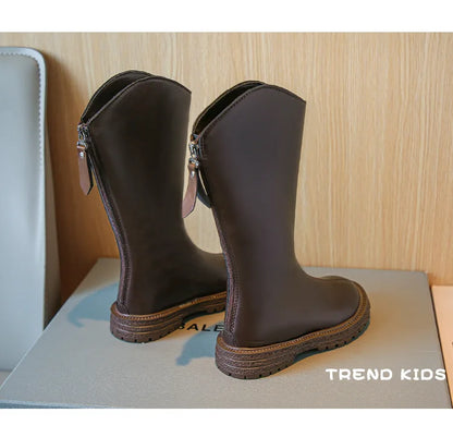 Bottes longues en cuir pour filles et enfants