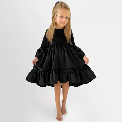 Robe en velours à volants pour filles 7-12 ans