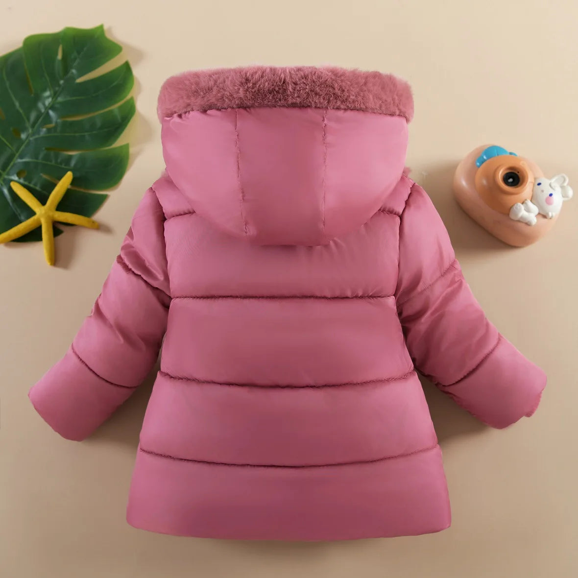 Manteau d'hiver épais doublé de fourrure pour fille de 1 à 4 ans